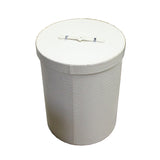 off white bucket - round box with lid - Vinyl leather box