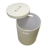 off white bucket - round box with lid - Vinyl leather box
