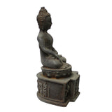 Vintage Chinese Rustic Iron Color Finish Sitting Buddha Statue cs5622S