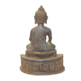 Vintage Chinese Rustic Iron Color Finish Sitting Buddha Statue cs5622S
