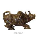Chinese Green Brown Mix Stone Carved Ox Cow Display Figure cs5635S