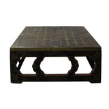Distressed Brown Lacquer Chinese Chess Board Top Wood Stand Display cs5652S