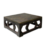 Distressed Brown Lacquer Chinese Chess Board Top Wood Stand Display cs5652S