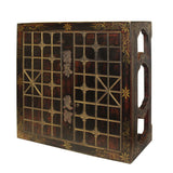 Distressed Brown Lacquer Chinese Chess Board Top Wood Stand Display cs5652S