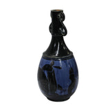Chinese Ware Black Blue Glaze Ceramic Jar Vase Display Art cs5653S