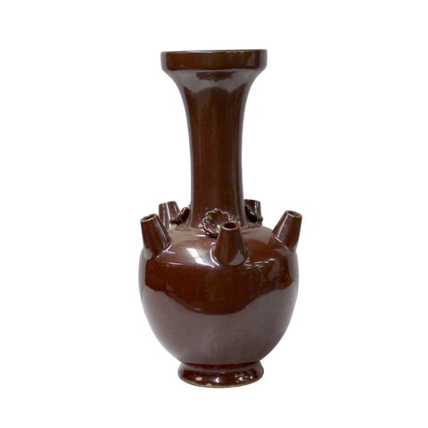 Ceramic Vase - brown Vase - Chinese scenery