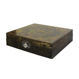 Chinese Distressed Black Lacquer Treasure Symbol Graphic Square Box cs5661S