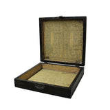 Chinese Distressed Black Lacquer Treasure Symbol Graphic Square Box cs5661S