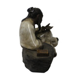 Chinese Oriental Ceramic Vintage Finish Ancient Scholar Old Man Figure cs5674S