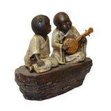 Chinese Oriental Ceramic Vintage Finish Golden Kids Figure cs5676S