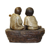 Chinese Oriental Ceramic Vintage Finish Golden Kids Figure cs5676S