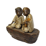 Chinese Oriental Ceramic Vintage Finish Golden Kids Figure cs5676S