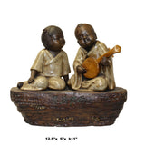 Chinese Oriental Ceramic Vintage Finish Golden Kids Figure cs5676S