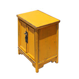 Chinese Rustic Distressed Yellow A Shape End Table Nightstand cs5710S