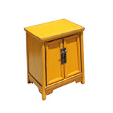 Chinese Rustic Distressed Yellow A Shape End Table Nightstand cs5710S