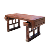 Raw Wood Plank Rectangular Contemporary Wood Base Desk Table cs5721S