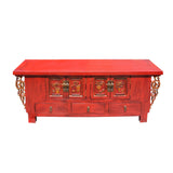 Chinese Distressed Red Dragon Motif TV Console Table Cabinet cs5728S