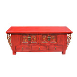 Chinese Distressed Red Dragon Motif TV Console Table Cabinet cs5728S