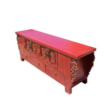 Chinese Distressed Red Dragon Motif TV Console Table Cabinet cs5728S