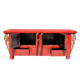 Chinese Distressed Red Dragon Motif TV Console Table Cabinet cs5728S