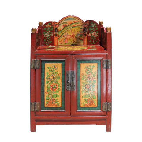 Tibetan cabinet - Orange graphic - side table