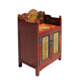 Unique Tibetan Vintage Floral Animals Graphic Shrine Offer Table Cabinet cs5734S