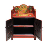 Unique Tibetan Vintage Floral Animals Graphic Shrine Offer Table Cabinet cs5734S