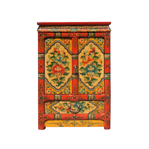 Tibetan cabinet - Orange graphic - side table