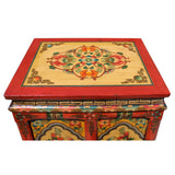 Orange Yellow Tibetan Floral End Table Nightstand Cabinet cs5754S