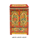 Orange Yellow Tibetan Floral End Table Nightstand Cabinet cs5754S