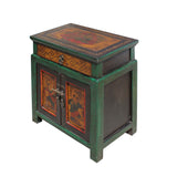 Oriental Distressed Green Yellow Kids Graphic End Table Nightstand cs5772S