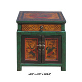 Oriental Distressed Green Yellow Kids Graphic End Table Nightstand cs5772S