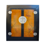 Chinese Black Orange Yellow Graphic  Armoire Wardrobe Cabinet cs5775