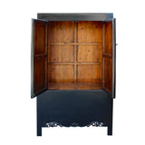 Chinese Black Orange Yellow Graphic  Armoire Wardrobe Cabinet cs5775
