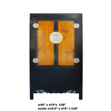 Chinese Black Orange Yellow Graphic  Armoire Wardrobe Cabinet cs5775