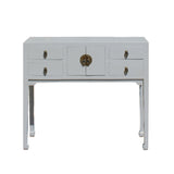 Chinese Semi Gloss Gray Wood Plain 4 Drawers Side Table cs5794S