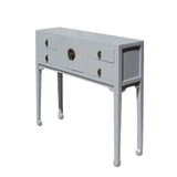 Chinese Semi Gloss Gray Wood Plain 4 Drawers Side Table cs5794S