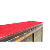 Chinese Tibetan Treasure Color Flower Graphic Credenza Storage Cabinet cs5804S
