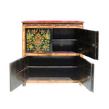Chinese Tibetan Treasure Color Flower Graphic Credenza Storage Cabinet cs5804S