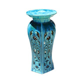 Ceramic Clay Turquoise Round Tall Pedestal Table Flower Display Stand cs5830S