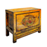 Chinese Gansu Style Distressed Orange Yellow Flower Console Cabinet cs5846S