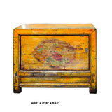 Chinese Gansu Style Distressed Orange Yellow Flower Console Cabinet cs5846S