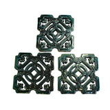 Lot of 3 Chinese Ru-Yi Coin Dark Green Blue Mix Glaze Clay Tiles cs5851S