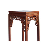 Chinese Light Brown Stain Square Ru Yi Plant Stand Pedestal Table cs5852S