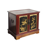 Chinese Vintage Fujian Golden Carving Low Table Cabinet cs5858S