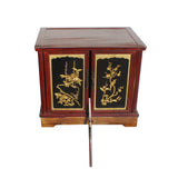 Chinese Vintage Fujian Golden Carving Low Table Cabinet cs5858S
