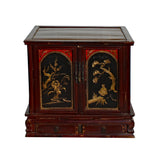 Chinese Vintage Fujian Golden Carving Low Table Cabinet cs5860S