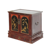 Chinese Vintage Fujian Golden Carving Low Table Cabinet cs5860S