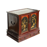 Chinese Vintage Fujian Golden Carving Low Table Cabinet cs5860S