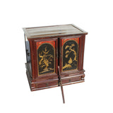 Chinese Vintage Fujian Golden Carving Low Table Cabinet cs5860S